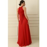 By Saygı Halterneck Lined Long Tulle Dress | Shoptok.si
