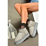 Fox Shoes R612033402 Gray Suede Women's Boots with a Pile Inner Thick Soled Ankle Boots | shoptok.hr