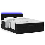 Otomanski krevet s madracem&LED crni 140x190 cm baršunasti | shoptok.hr