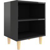  Noćni ormarić s nogama od masivnog drva sjajni crni 40x30x50 cm | shoptok.hr