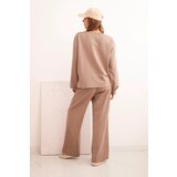 Polski Women's cotton set with wide-leg pants and long-sleeve sweatshirt fango | Shoptok.si