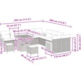 vidaXL 13-delna vrtna kavčna garnitura z blazinami Črna Poli ratan Akacija | Shoptok.si