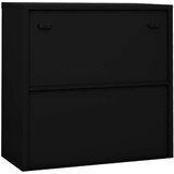  Pisarniška omara z drsnimi vrati črna 90x40x90 cm jeklo, (20620659) | Shoptok.si