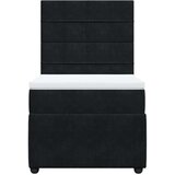 vidaXL Box spring postelja z vzmetnico črna 90x200 cm žamet | Shoptok.si