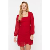 Trendyol Claret Red Square Collar Dress Cene