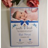  Vabilo za krst z angelčkom in sliko otroka, modro REK03-3 - BELA MAT TISK - PRVA STRAN | Shoptok.si