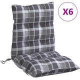  Jastuci za stolicu niskog naslona 6 kom sivi karirani tkanina | shoptok.hr