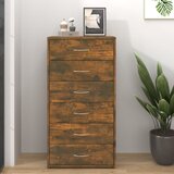 vidaXL komoda s 6 predali dimljeni hrast 50x34x96 cm konstruiran les Cene