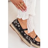 Boto Mesh Espadrilles With Embroidery On Platform Black Laxisa | shoptok.hr
