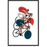  Slika - Cycling Race. Competitors on a Light Background - Illustration 80x120 U crnom drvenom okviru | shoptok.hr
