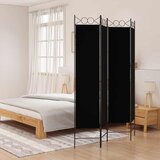 Sobna pregrada s 4 panela crna 160 x 200 cm od tkanine | shoptok.hr
