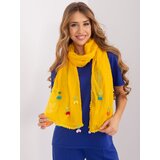 Fashion Hunters Yellow long women's scarf with appliqués