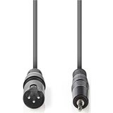 Nedis COTH15300GY15, Balansirani audio kabl, XLR 3-pinski muški, 3,5 mm muški, Niklovani, 1,50 m, PVC Cene