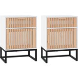 Maison Chic Dvo delni komplet Nočne omarice - Nočne mize bela 40x30x55,5cm inženirski les in železo, (21690213) | Shoptok.si