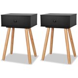 The Living Store Noćni Ormarići 2 kom Masivna Borovina 40x30x61 cm Crni | shoptok.hr
