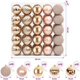  Set božićnih kuglica 50 kom. Ružičasto zlatni 8 cm Polistiren | shoptok.hr