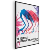  Plakat - Colorful Repetition - three flamingo silhouettes with an inspiring quote 40x60 Crni okvir | shoptok.hr