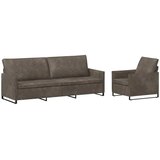  Set sofe 2 pcs Tamnosiva Umjetni sued - Tamnosiva 1-Sjedalo + 3-Sjedalo (210 cm) | shoptok.hr