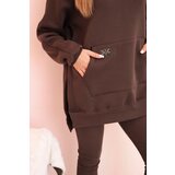 Polski Women's cotton set hoodie and high-waisted leggings brown | shoptok.hr