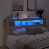 vidaXL LED posteljno vzglavje sonoma hrast 200x18,5x103,5 cm inž. les | Shoptok.si