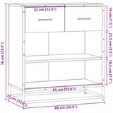  Komoda boja hrasta 68x35x76 cm konstruirano drvo | shoptok.hr