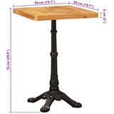 Bistro Stol Smeđa 50 x 50 x 76 cm Čvrsto drvo manga | shoptok.hr