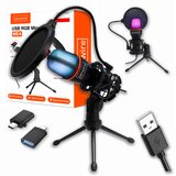 Zenwire ME4 USB kondenzatorski mikrofon z RGB, USB-C/USB-A, namizno stojalo in pop filter za PC gaming in streaming, (5000194003) | Shoptok.si