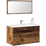 Maison Chic Kopalniška omarica - Kopalniški kabinet z ogledalom Stari lesni inženirski les, (21794888) | Shoptok.si
