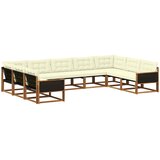 vidaXL Zunanja garnitura za sedenje z blazino 9 pcs Naravna in smetana, (5000273557) | Shoptok.si