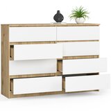 AKORD Komoda, 8 Predalov, Hrast Artisan/Bela, (5000332336) | Shoptok.si
