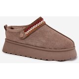 Boto Women's Low Snow Boots With Movable Strap And Embroidery On Platform Dark Beige Lyrisse | shoptok.hr