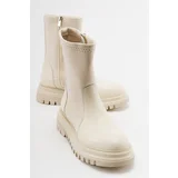 LuviShoes Alias Beige Scuba Women's Boots