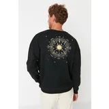 Trendyol Black Men Regular Fit Crew Neck Printed Sweatshirt