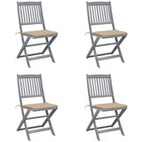 Maison Chic Zložljivi Vrtni Stoli - Stol za vrti 4 kosi z blazinami trden akacijev les JS2925, (21875694) | Shoptok.si