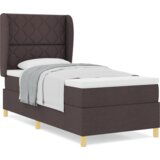 Box Spring Krevet s Madracem - Tamnosmeđi 90x200 cm Tkanina | shoptok.hr