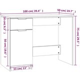  Radni stol bijeli 100 x 50 x 75 cm od konstruiranog drva | shoptok.hr