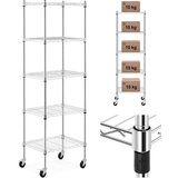Royal Catering Ažurna žičnata skladiščna polica na kolesih, 5 polic, do 50 kg, 60x45x186 cm, (22131503) | Shoptok.si