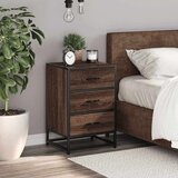 vidaXL Nočna omarica rjava hrast 40x34,5x60 cm inž. les in kovina | Shoptok.si