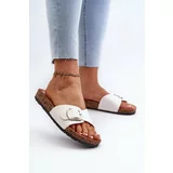 Kesi Women's slippers on a cork platform with a buckle, white moaxi