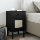 vidaXL Noćni ormarić SENJA izgled ratana crni 40x35x65 cm od borovine | shoptok.hr