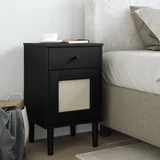 vidaXL Noćni ormarić SENJA izgled ratana crni 40x35x65 cm od borovine