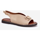 Boto Flat Heeled Sandals With Decoration Eco Leather Beige Tillireta | shoptok.hr
