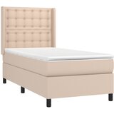 Krevet s oprugama i madrac cappuccino 90x190 cm od umjetne kože | shoptok.hr
