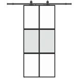  Klizna vrata s priborom crna 90 x 205 cm kaljeno staklo | shoptok.hr
