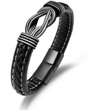 INF Črna pletena usnjena zapestnica z magnetno zaponko, (21275231) | Shoptok.si