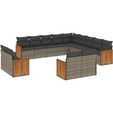  The Living Store Vrtna sedežna garnitura 13-delna z blazinami siv poli ratan - Vrtna Sedežna Garniture, (21443298) | Shoptok.si