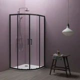 tuš kabina Eco Quat TKP Black polukružna - R80x185cm