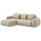 Makamii Svjetlo smeđa sklopiva/s prostorom za odlaganje kutna garnitura od bouclé tkanine (s lijevim kutom/s ležaljkom) Pele – | shoptok.hr