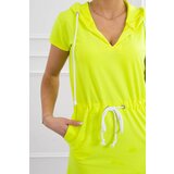 Kesi Tied dress with a hood yellow neon color | shoptok.hr