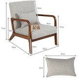  Fotelja za dnevni boravak, tapecirana, moderna, za čitanje, s naslonima za ruke, 65 x 79 x 77 cm | shoptok.hr